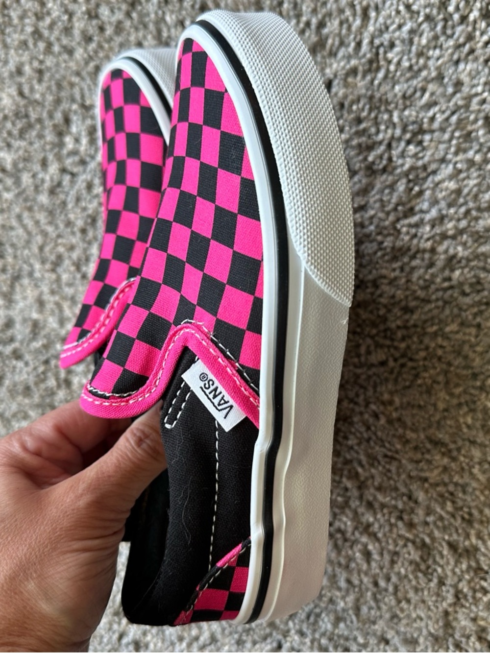 Little kids size 12 slip on vans. Hot pink and black checkers. Brand new! - Picture 3 of 5